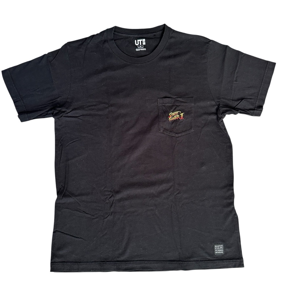 Uniqlo x CAPCOM Street Fighter II Black Pocket T-Shirt Size Medium